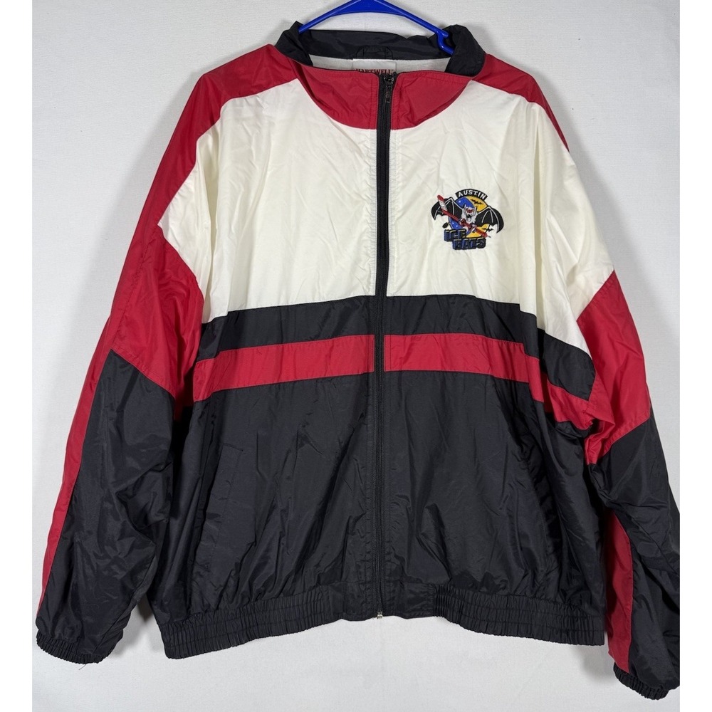 VTG Austin Ice Bats Hockey Full Zip Track Jacket Adult XXL Black Red